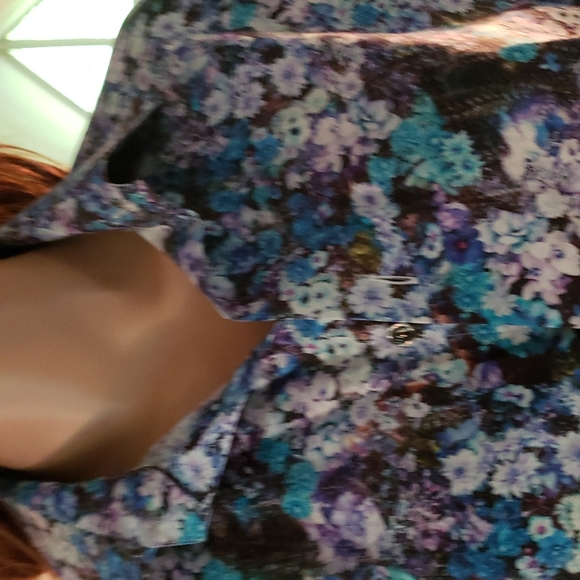 Womans Eton multiple colored  floral button down shirt - Picture 4 of 6